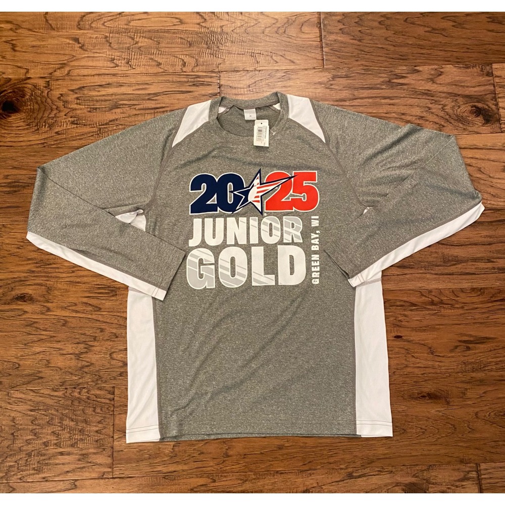 Sport-Tek 2025 Junior Gold Green Bay WI Long Sleeve Performance Shirt Grey Sz Md